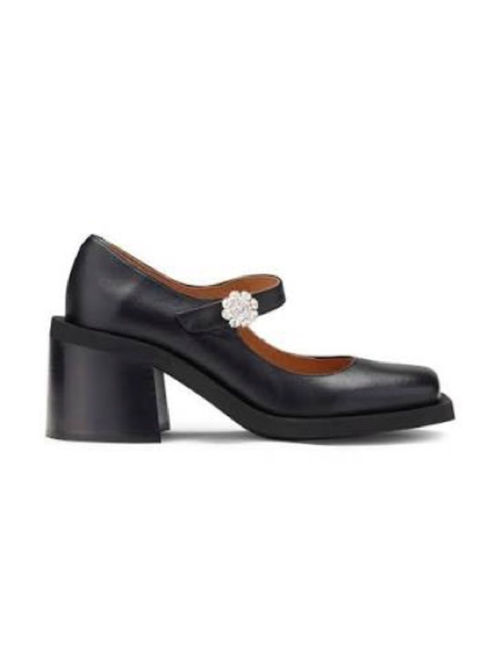 Ganni Black Heeled Mary Jane with Crystal Buckle - Great Condition